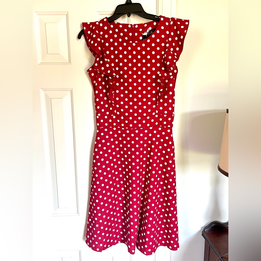 IHot Red polkadot swing dress with pockets.